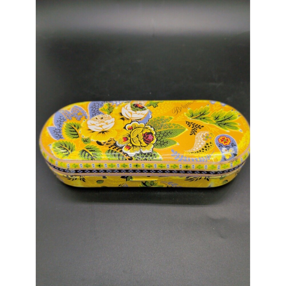 Brighton eyeglasses Sunglasses case Yellow Floral Paisley design Y2K Travel Vtg